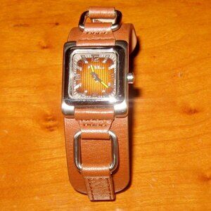 Fossil Watch JR-9719 Brown Square Face Genuine Leather Band Silver Trim  >  In l